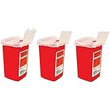 Sharps Container Biohazard Needle Disposal 1 Qt Size (3 Pack)