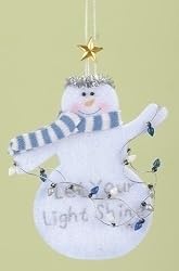 "Let Your Light Shine" Inspirational Snowman Christmas Ornament