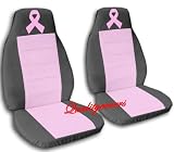2 Charcoal and sweet pink Ribbon car seat covers for a 2002 Toyota Camry.