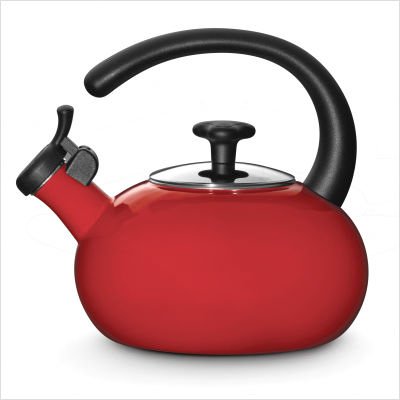 Porcelain Enamel 1.5 Qt. Whistling Teakettle in Red