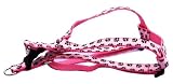 Small Pink/Brown Puppy Paws Dog Harness: 5/8 wide, Adjusts 15 - 21.