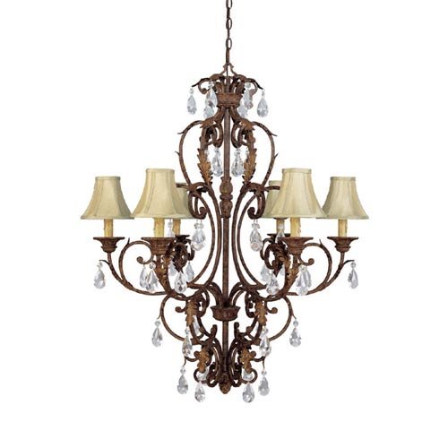 Capital Lighting 3446GU-419-CR 6 Light Seville Chandelier, Gilded