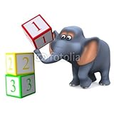 IMAGE OF Wallmonkeys Peel and Stick Wall Decals - 3D Elephant with Counting Blocks - 18