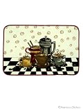 Checkered Coffee Decor Kitchen Mat Rug Carpet