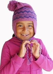 Handmade Alpaca Natural Fiber Hat for Kids - Andean Raspberry Cream (Small/me...