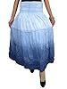 Womans Gypsy Boho Peasant Skirt Blue Tie Dye Bohemian Fashion Maxi Skirt Dress (Blue Tie Dye)