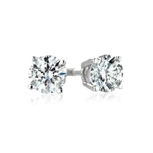 18k White Gold, Round, Diamond 4-Prong Stud Earrings (1/3 cttw, H-I Color, SI1-SI2 Clarity)