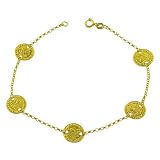 41gEtTu1v6L. SL160  14 Karat Yellow Gold Coin Station Bracelet (7.5 Inch)