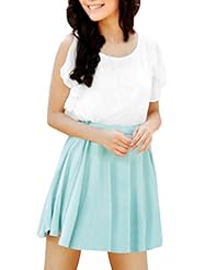 A-line Round Neck Colorblocking Chiffon Fall Two-Toned  Dress