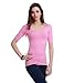 Doublju Womens Basic Knit Round Neck 3/4 Sleeve Easy Wear T- Shirt Top