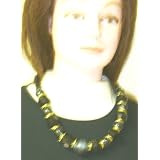 Black Clear and Opaque Graduated Beads on Nickel Chrome Long Chain Necklace and Matching Earrings... at Gita