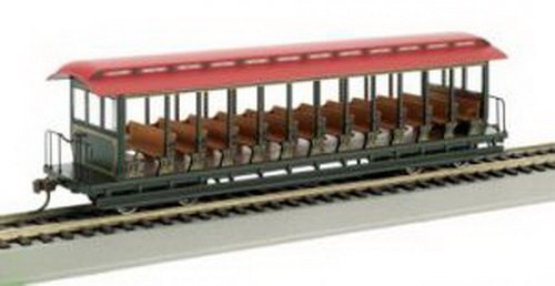 Bachmann Trains Jackson Sharp Open-Sided Excursion Car - Green and Red-image