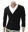 Doublju Mens Casual V-neck Button Cardigan Sweater (005D)