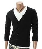 Doublju Mens Casual V-neck Button Cardigan Sweater (005D)