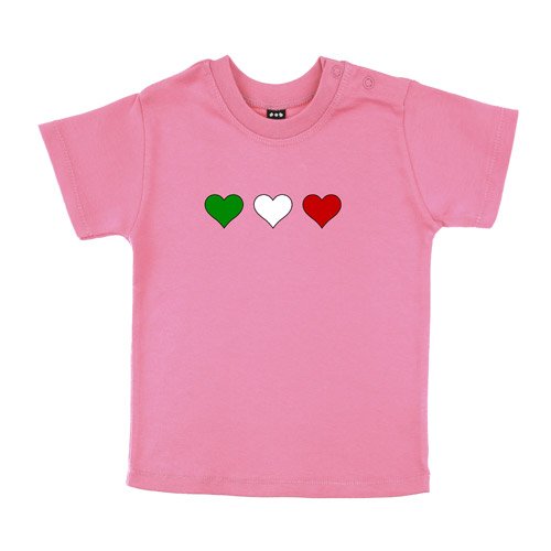 Baby – Kleinkinder T-Shirt – Italia 3 Herzen klein in Grün-Weiß-Rot – Textil sorbet / Motiv farbig Gr. 6-12 Monate