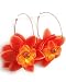 Orange Tone Orange Fabric Oversize 3.5" Flower Hoop Clip Back Earrings