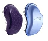 Tangle Teezer Set Of 2 Includes Purple Glitter & Pearl Blue Professional Detangling Brush Ltd Edition (Cares For The Hair You Wear)