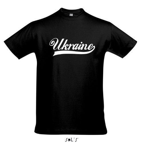 T-Shirt Ukraine Oldschool LÄNDERSHIRT EM / WM FAN Trikot S-XXL , Deep black – weiß , S