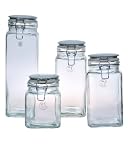 Amici Cresta Quadra Glass Storage Jars with Ceramic Lids, Set of 4