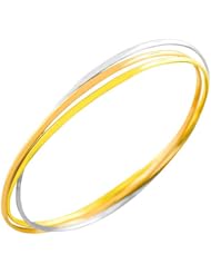 14 Karat Tri-color Gold Set of 3 Interlocking Slip-on Polished Bangle