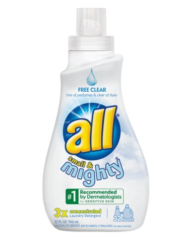All Small & Mighty, Triple Concentrated Liquid Laundry Detergent, Free Clear, Case Pack, Nine 32-Load Bottles (288-Loads)