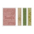 Sizzix Texture Fades Embossing Folders 4PK - Thankful Background &amp; Borders Set by Tim Holtz