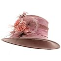 Satin Crown Feather Wool Felt Hat-Pink