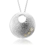 41gFGwyz4DL. SL160  Sterling Silver Disc 3 Stone Diamond Pendant Necklace (GH, SI I, 0.15 carat)