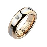 Spikes Womens Tungsten Carbide Rose Gold IP Two-Tone Cubic Zirconia Band Ring