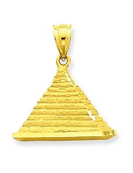 14K Yellow Gold Pyramid Charm Egypt Egyptian Pendant