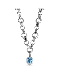 Sterling Silver This classy sterling silver blue topaz Sara Blaine necklace is sure to become a staple in your jewelry box.