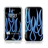 Blue Neon Flames Design Protective Skin Decal Sticker for Apple iPhone (2G)1st Generation