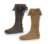 INDIAN-100, Men's Costume or Halloween Indian Flat Boots in Brown or Tan Microfiber