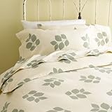 Gaiam Deluxe Organic Cotton Flannel Duvet Cover (6-oz.) Pressed Green Leave ....