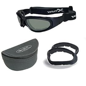Wiley-X SG-1 Sunglasses Goggles with Smoke and Clear Interchangeable 2 Lens Set Plus Nylon Zip Case