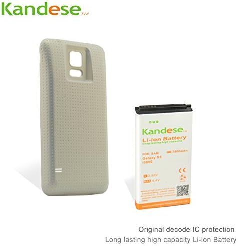 Kandese Extended Large Capacity 7800mAh Lithium Battery Replacement for phone Samsung Galaxy S5 I9600 with back cover (Beige)
