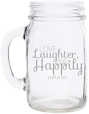Jovely JOV800-10A Love Laughter Engraved Mason Jar Mug, Set of 48