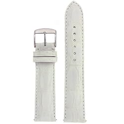 Watch Band Genuine Crocodile White Padded Built-In Spring Bars 14 millimeter