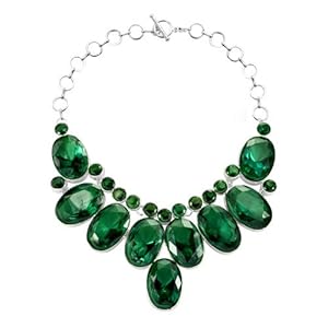 Pugster Chunky Bubble Emerald Green Bib Statement Water Drop Necklace Fashion Jewelry For Women