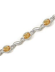 14kt Yellow Gold Oval Citrine and Diamond Bracelet