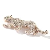 14K White / Yellow Gold Diamond Panther Pin w/ Emerald Accents