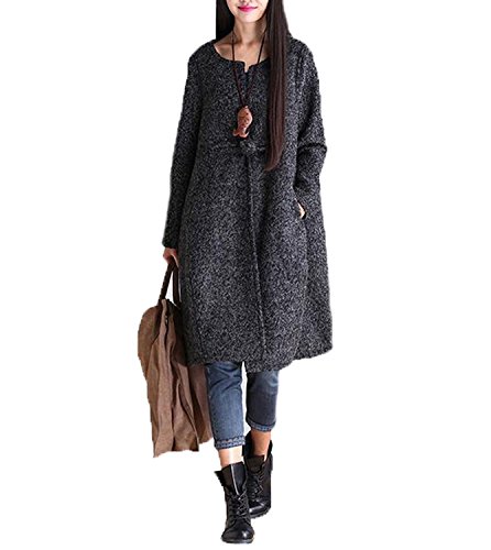 (フアングー)huanggu レディース長袖 ゆったりロング丈 コート カジュアル ダッフルコート秋 冬 アウター