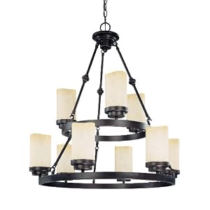 Nuvo Lighting 60 3849 Lucern 9-Light Two Tier Round Chandelier Saddle Stone...