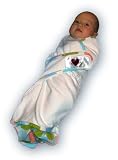 Snug and Tug Swaddling Blanket Aqua Dots: S (0-3mos)