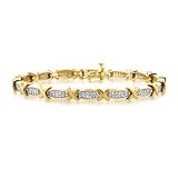 1.00ct TDW Diamond Hugs and Kisses Bracelet in Gold Plated Sterling Silver - 7.5