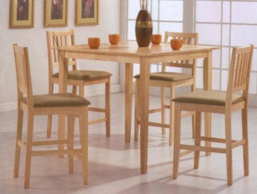 Natural Finish Five Piece Counter Height Set