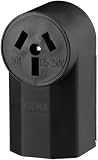 Cooper Wiring Devices WD112 50-Amp 125-Volts 2-Pole 3-Wire Surface Mount Range Power Receptacle, Black