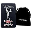 PURELY CHARMING Pet Charm / Pendant with Handset Swarovski Crystals - Skull & Cross Bones, Siam Red