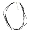 Necklace Cord For Pendants - D8 - 5-Strand Organza and Cord Mixed ~ 17" + 2" Extension Chain ~ Silver Plated Ends ~ Black