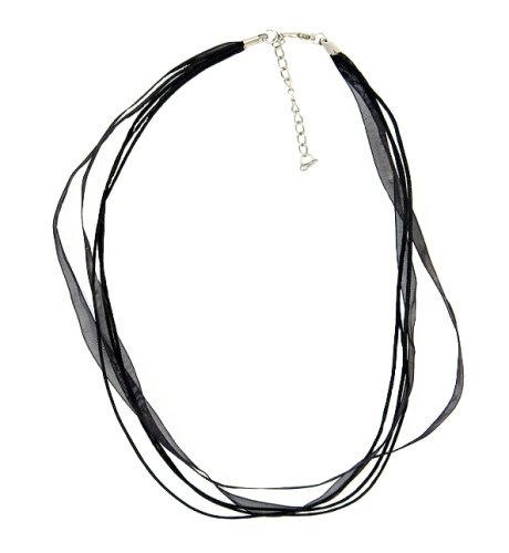 Necklace Cord For Pendants D8 5 Strand Organza and Cord Mixed ~ 17 + 2 Extension Chain ~ Silver Plated Ends ~ Black 41gFsnOYfhL Necklace Cord For Pendants D8 5 Strand Organza and Cord Mixed ~ 17 + 2 Extension Chain ~ Silver Plated Ends ~ Black